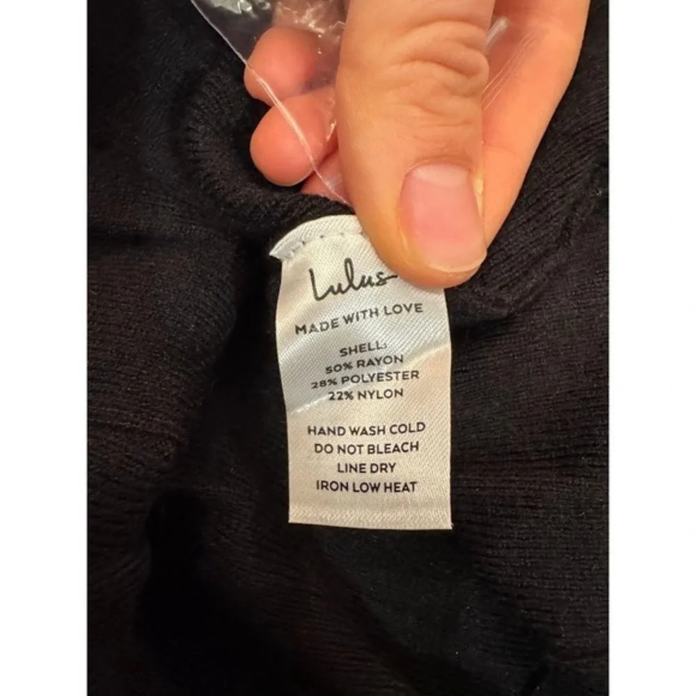 Lulus Black Ribbed Knit Button Front Pleated Skirt Dress Size M - Picture 13 of 15